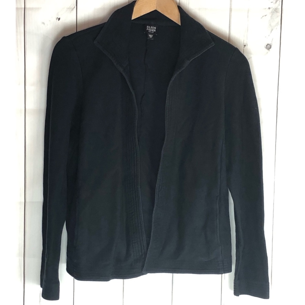 Eileen Fisher Open Front Sweater - Black - Large